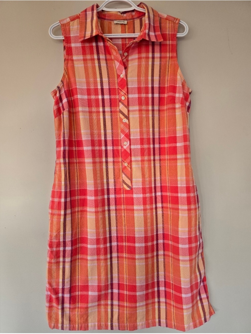 Talbots Cotton Plaid Midi Dress with Pockets